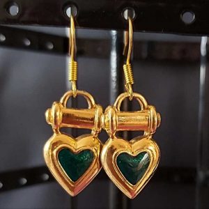 Green Heart Earrings