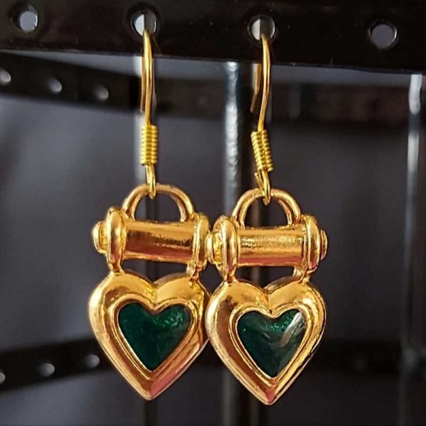 Green Heart Earrings