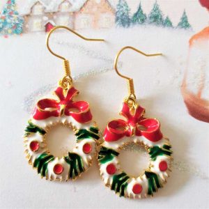 Colourful Christmas Wreath Earrings