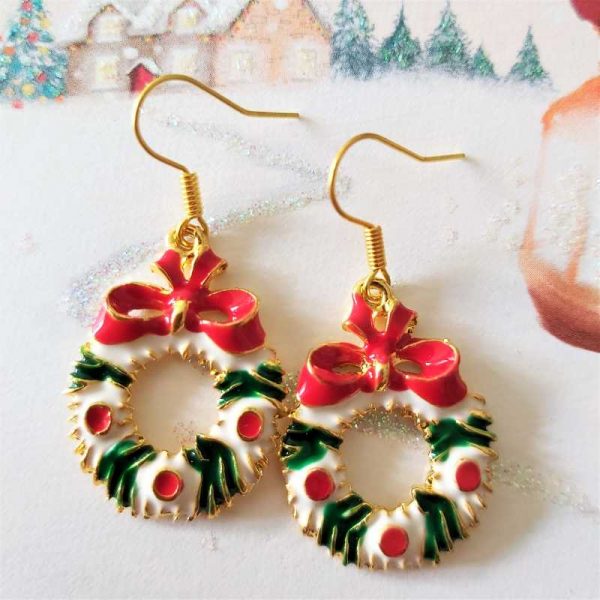 Colourful Christmas Wreath Earrings