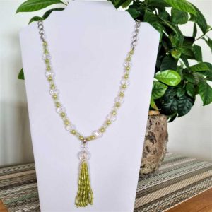 Lime Green Tassel Necklace