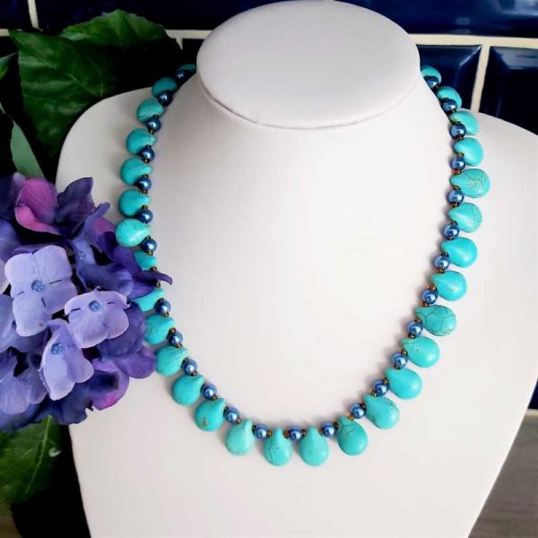 Turquoise & Navy Bead Necklace