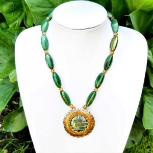 Green & Bronze Bead Necklace