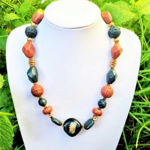 Brown & Green Bead Necklace