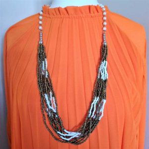 Long Gold & White Necklace