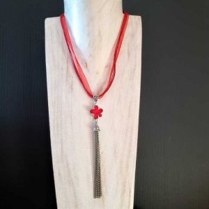 Red Flower & Chain Pendant