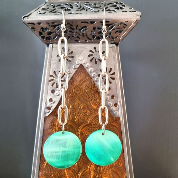 Green Chain Earrings