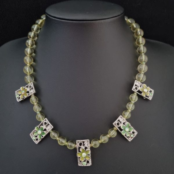 Green Flower Statement Necklace