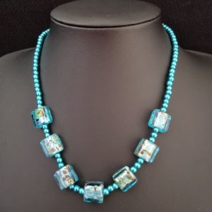 Turquoise Square Glass Beads